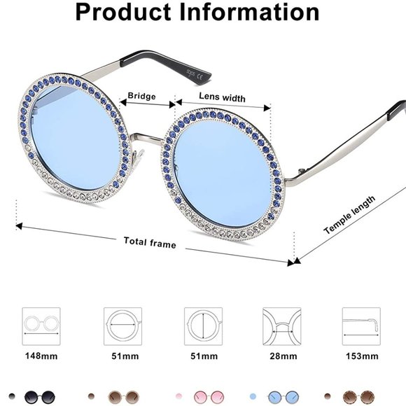 Shining Oversized Round Rhinestone Sunglasses main image 4